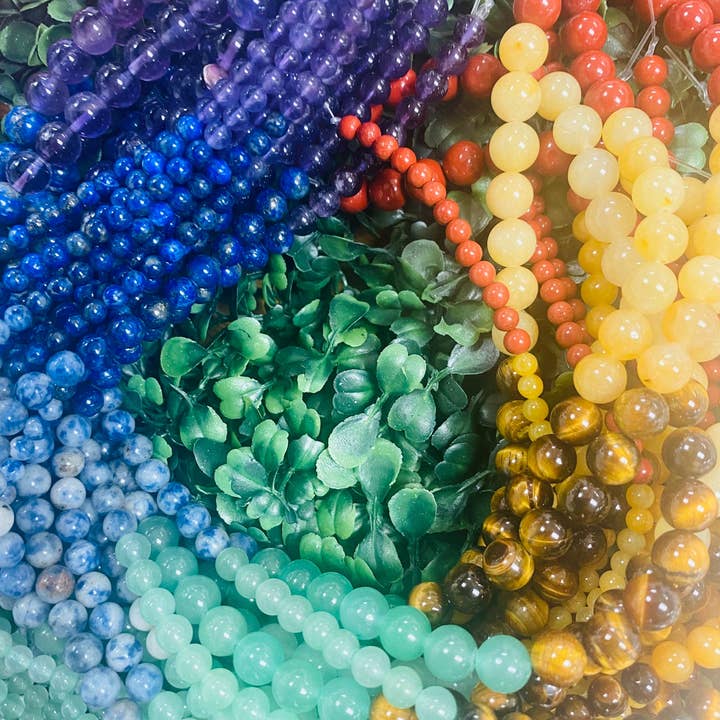 The Bead Bazaar - Wholesale Beads - Chakra Bead Strand, Natural Healing Gemstone Strand, Chakra1