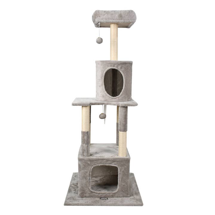 GOOPAWS 58-in Faux Fur Cat Tree & Condo, Grey for wholesale by Jespet