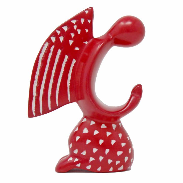 Global Crafts - Wholesale Sculpture - Praying Angel Soapstone Sculpture - Red Finish2