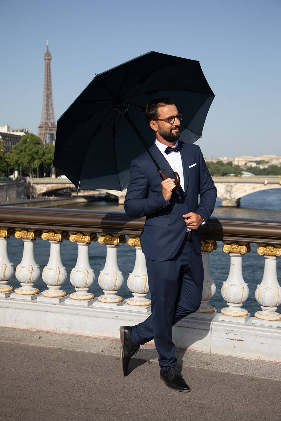 SMATI - Wholesale Umbrella - Men's - Solid Blue Eco-Friendly Men's Walking Umbrella in Recycled PET5