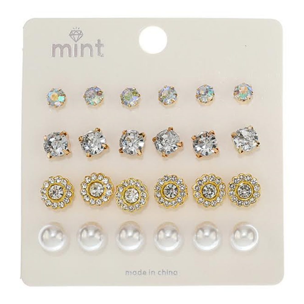 Atlas Fashion - Wholesale Jewelry Set - 12 Pair Stud Earring Set0