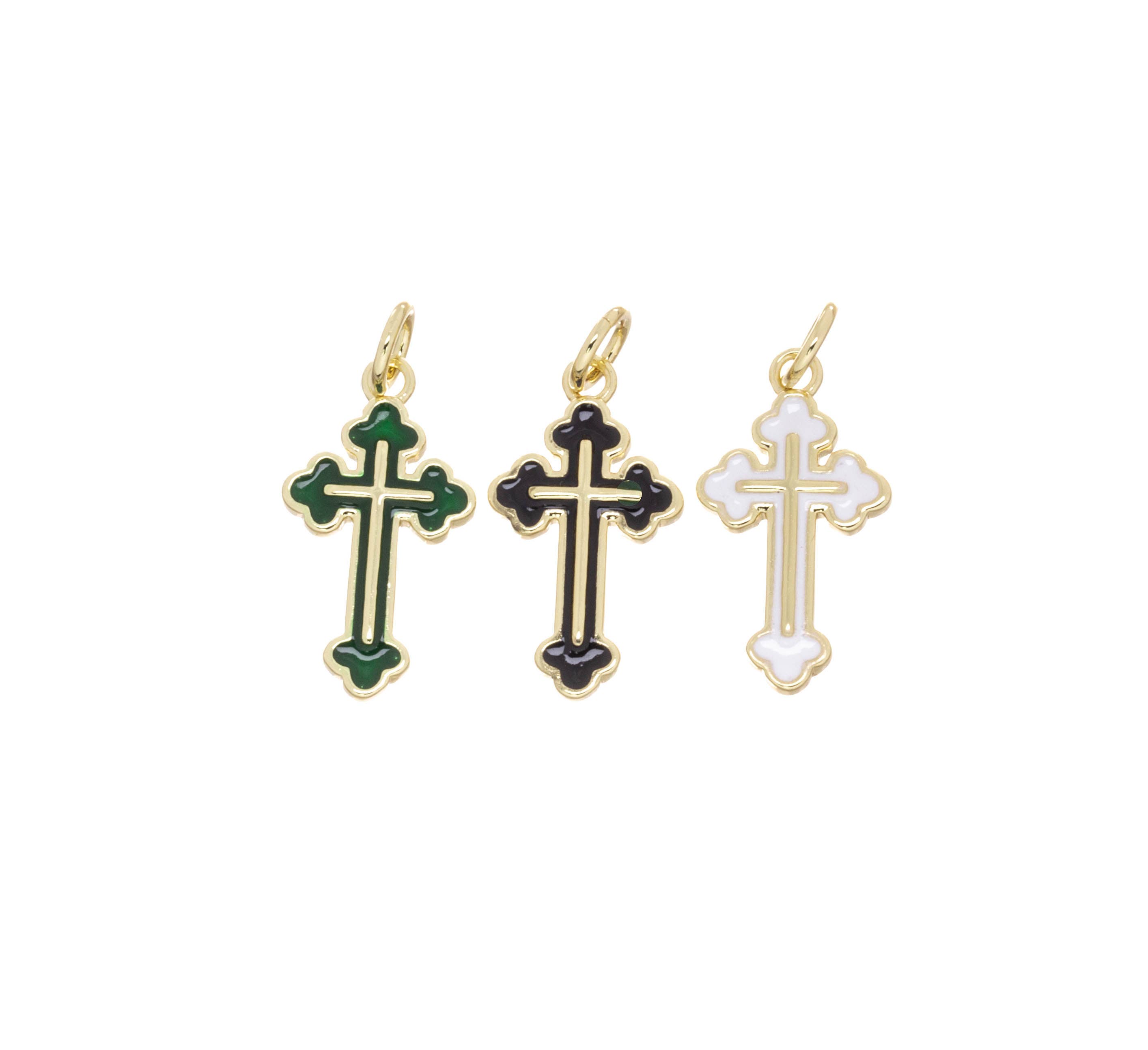 Jewel Pledge - Wholesale Individual Charm/Pendant - Assorted Gold samll Cross Charms for Jewelry Making CPG26669