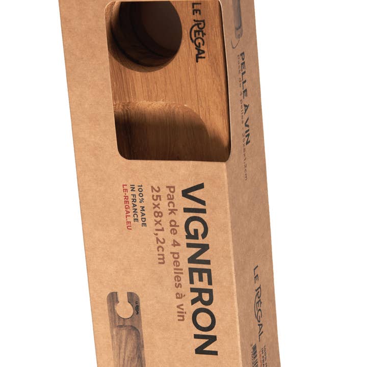 LE RÉGAL - Wholesale Serving Tray - Winegrower Pack - 4 Oak Wood Winegrower Wine Shovels4