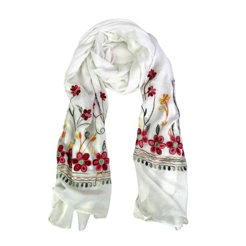 Humble Hilo – Engroshandel Tørklæde - Dame – Humble Hilo Broderet tørklæde/sjal med blomster13