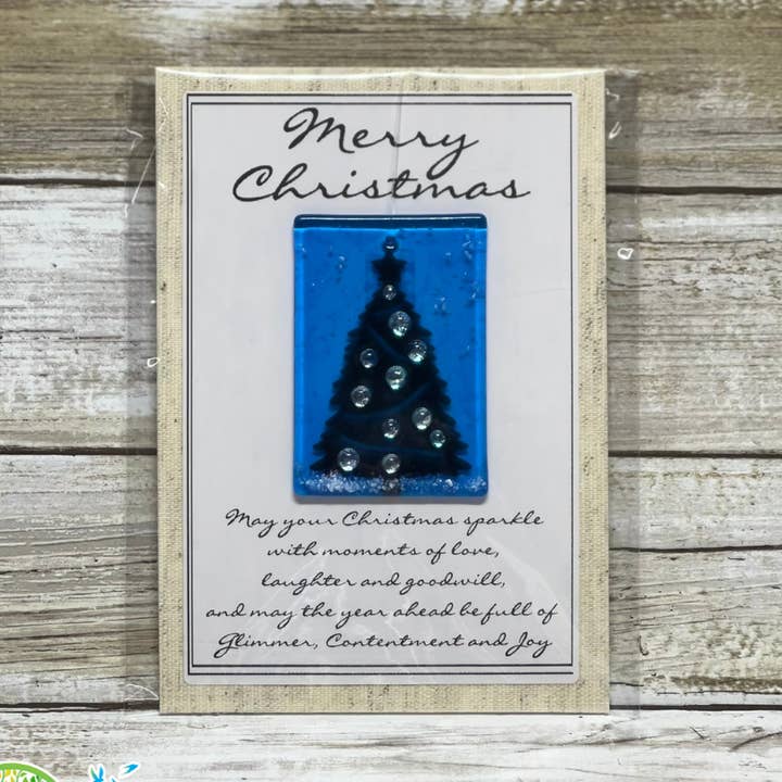 Merry Christmas Glimmering with Removable Suncatcher for wholesale by Glimmer Glass Gifts
