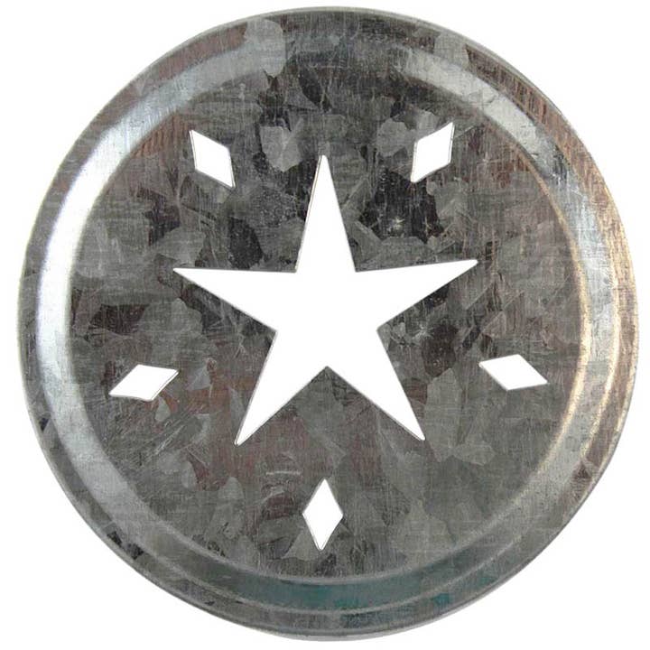 Mason Jar Lifestyle - Wholesale Drink Lids - Star Cutout Galvanized Metal Lid Inserts for Mason Jars 10 Pack