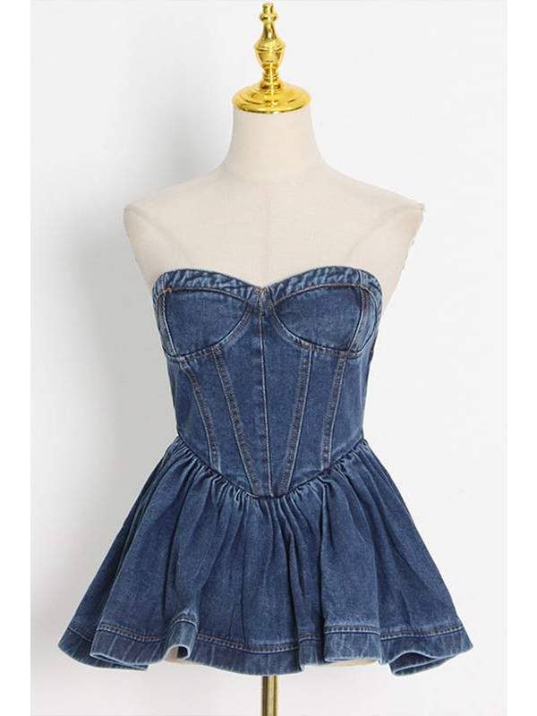 Queen Fashion - Wholesale Blouse - Women's - denim bustier top6