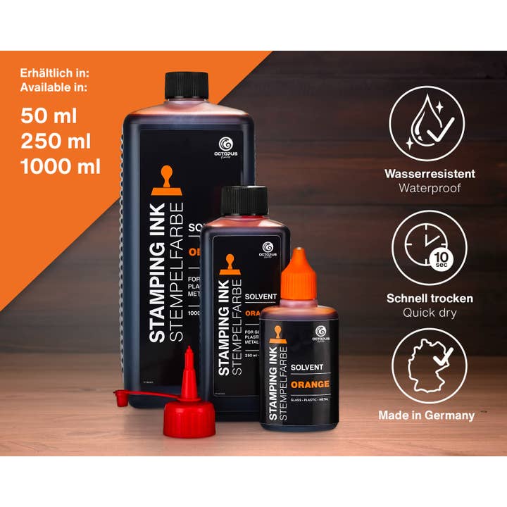 Octopus Concept GmbH - Wholesale Ink pad - Octopus stamp ink for smooth surfaces, orange 50ml1