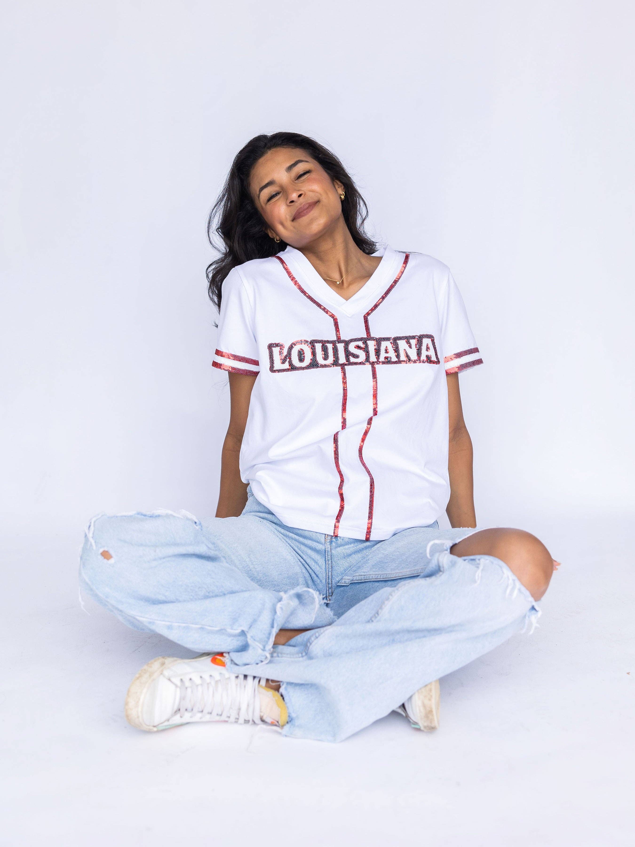 Sparkle City - Wholesale T-Shirt - Women's - Sparkle Slugger Louisiana Jersey Tee - Ragin Cajuns0