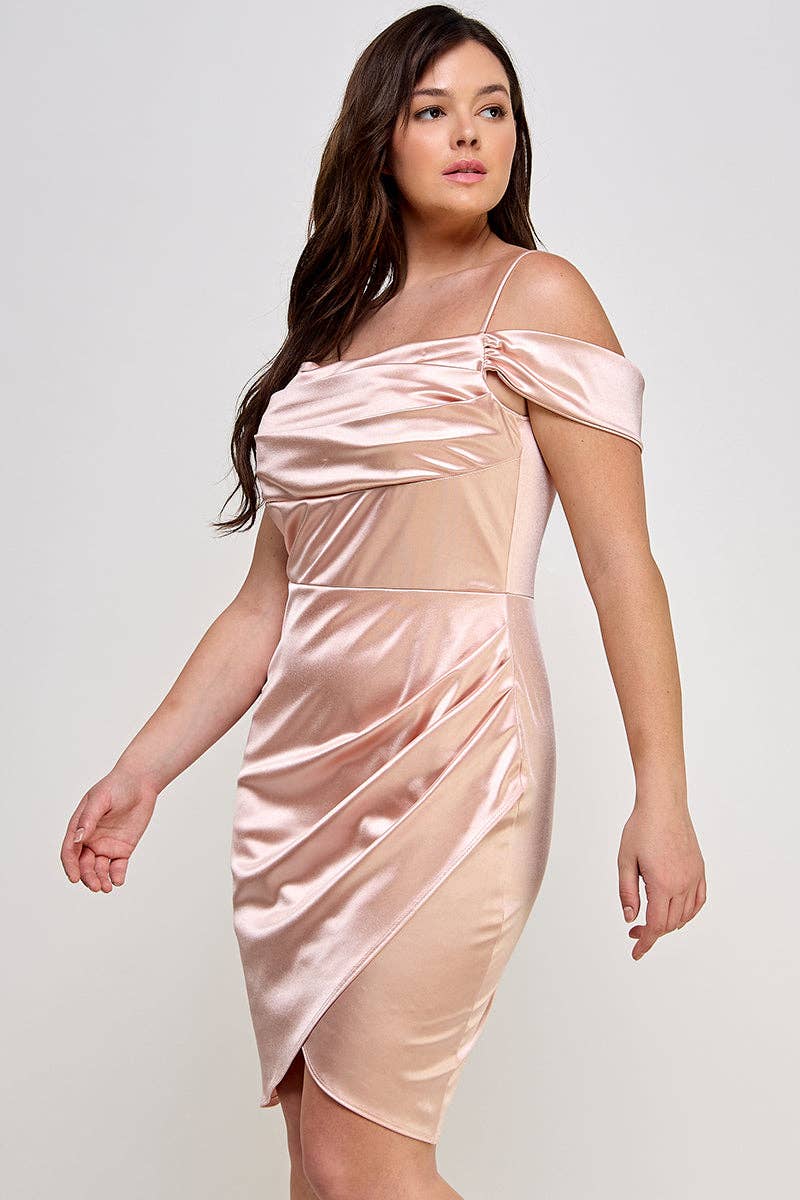 ARA USA – wholesale Dress – Women's – 6785 (Plus Size Off shoulder Shirring Satin Dress)17