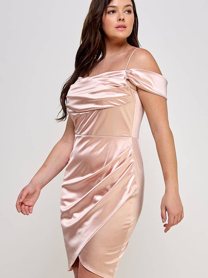 ARA USA – wholesale Dress – Women's – 6785 (Plus Size Off shoulder Shirring Satin Dress)17