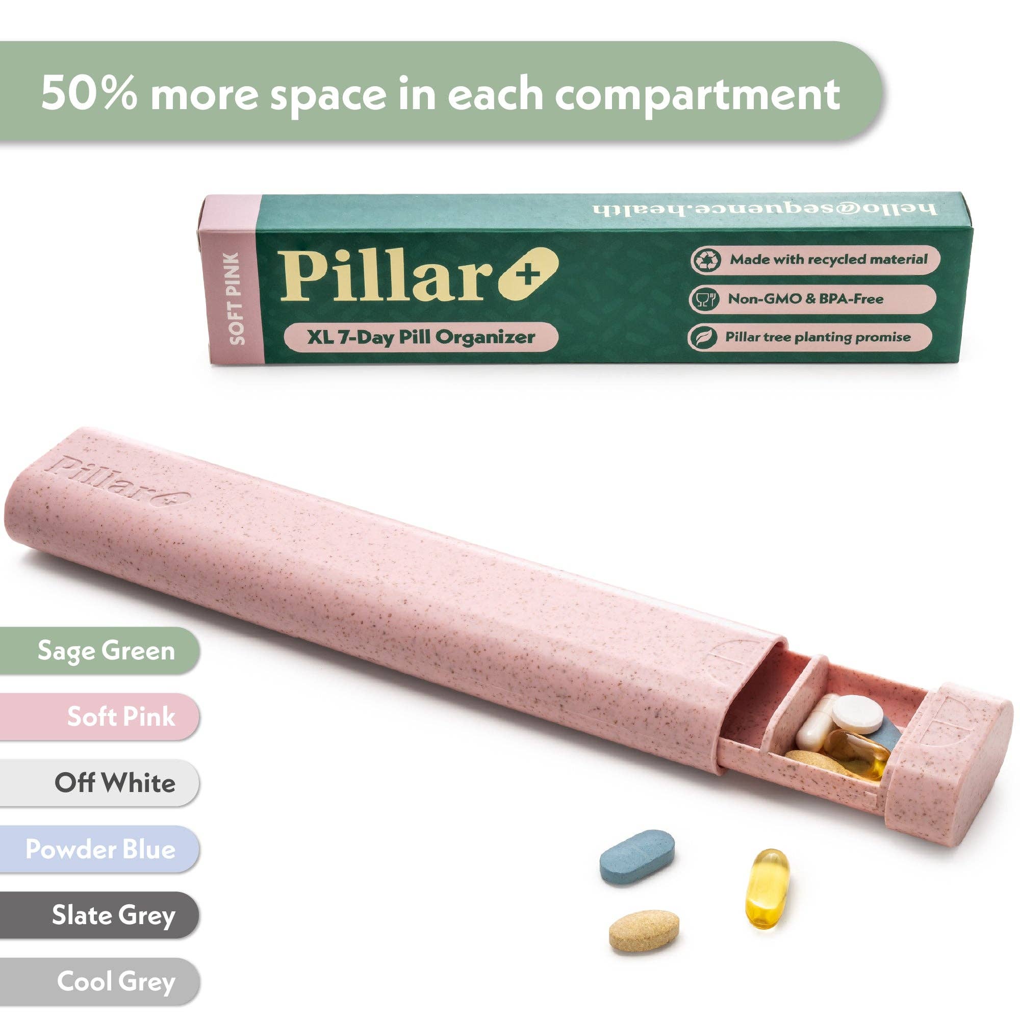 Sequence - Wholesale Pill Organizer - Pillar Plus - XL 7-Day Pill Organiser -Eco-Friendly Material0