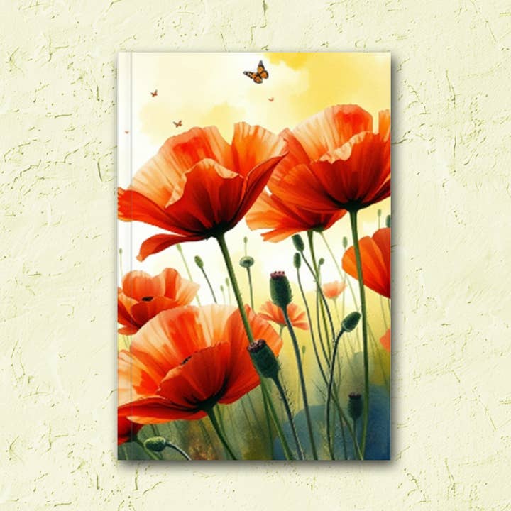 Poppies Lined Journal for wholesale by Gilded Iris Designs, LLC