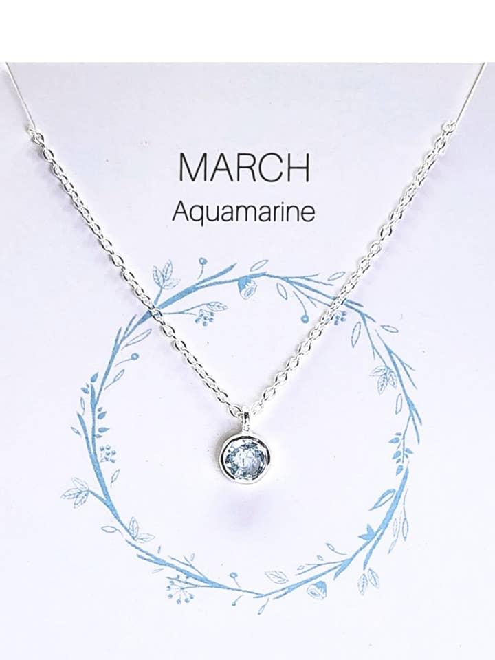 Colar de Pedra de Nascimento de Março em Água-marinha + Prata de Lei por atacado de Heart and Lotus Sterling Silver Jewelry