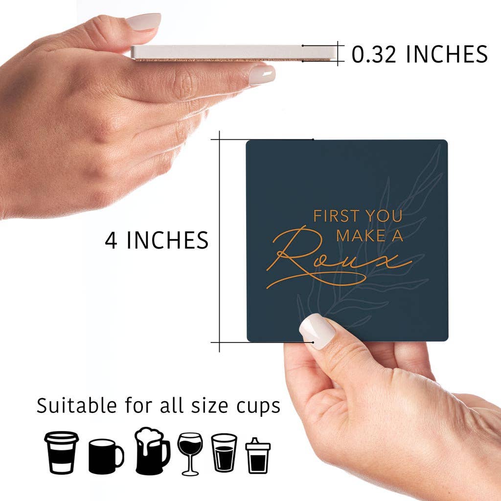 Love Local - Wholesale Coasters - Modern Minimalist Louisiana Roux Saying | Absorbent Coasters | Set of 4 | Min 25