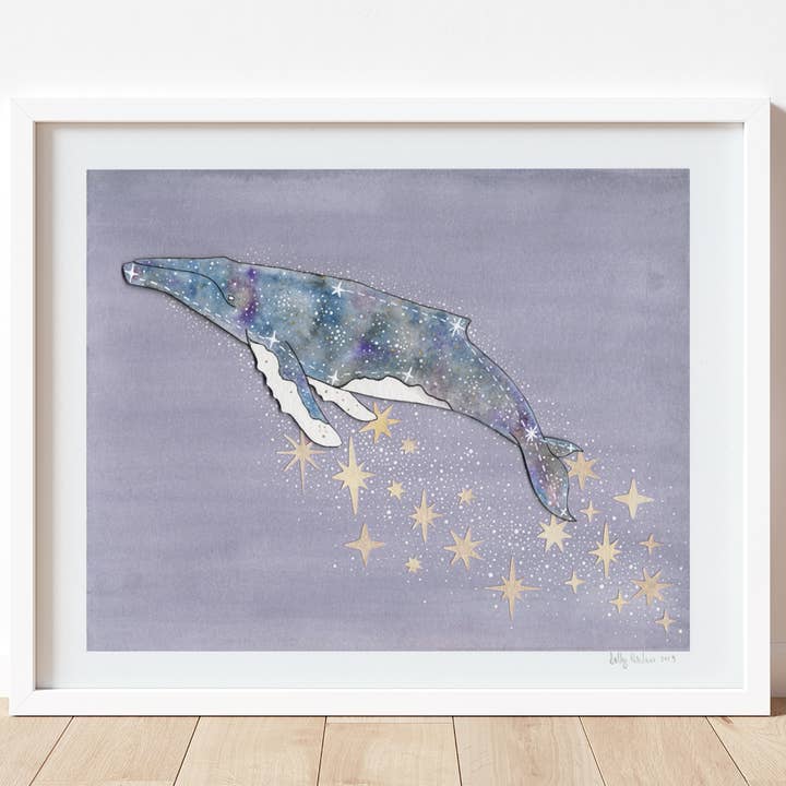 Humpback Whale Constellation print, oinramat för wholesale av Sadly Harmless Illustration