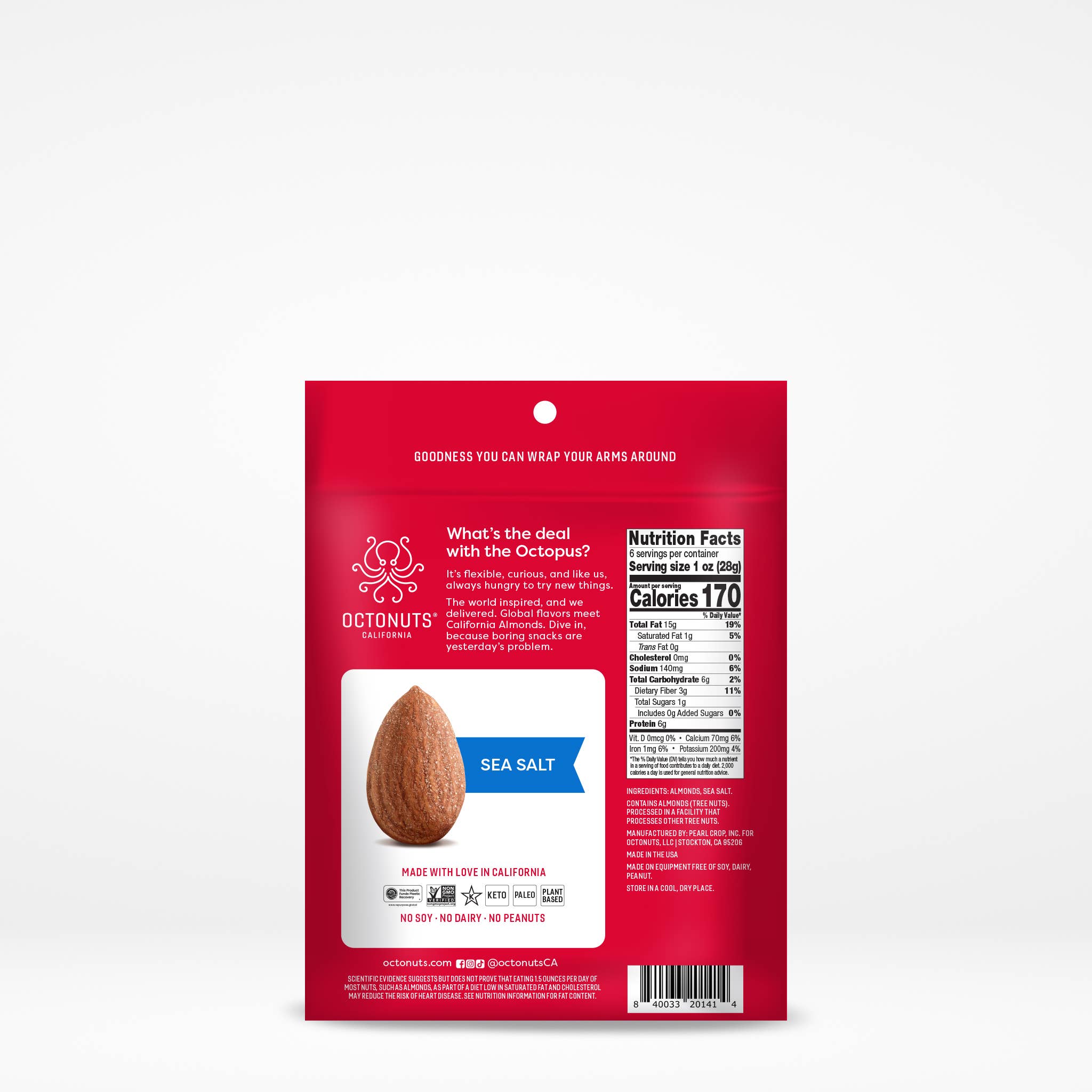 Octonuts California - Wholesale Nuts - Dry Roasted Sea Salt Almonds 6oz1