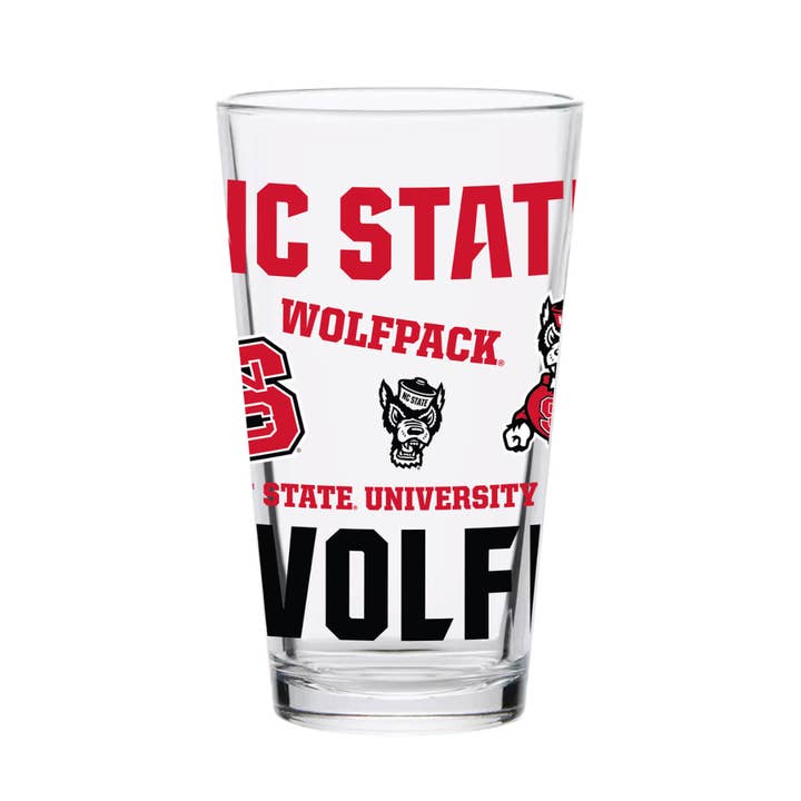 16oz NC State Wolfpack Medley Pint Glass for wholesale by Indigo Falls