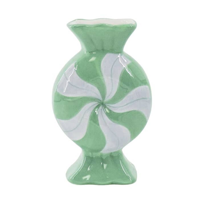Housevitamin bv – Großhandel Vasen – Blumenvase - Toffee-Bonbon - Keramik - Flieder/Mint - 12x6,5x20cm0