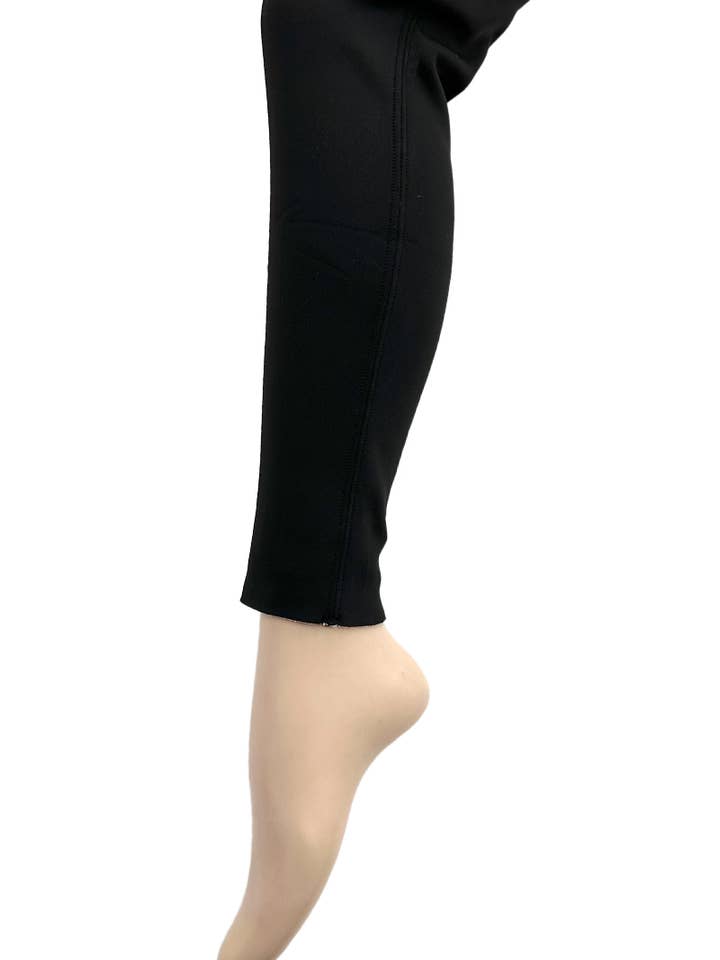 Black High Waist Fleece Leggings with Pockets/P39009 for wholesale on Faire1