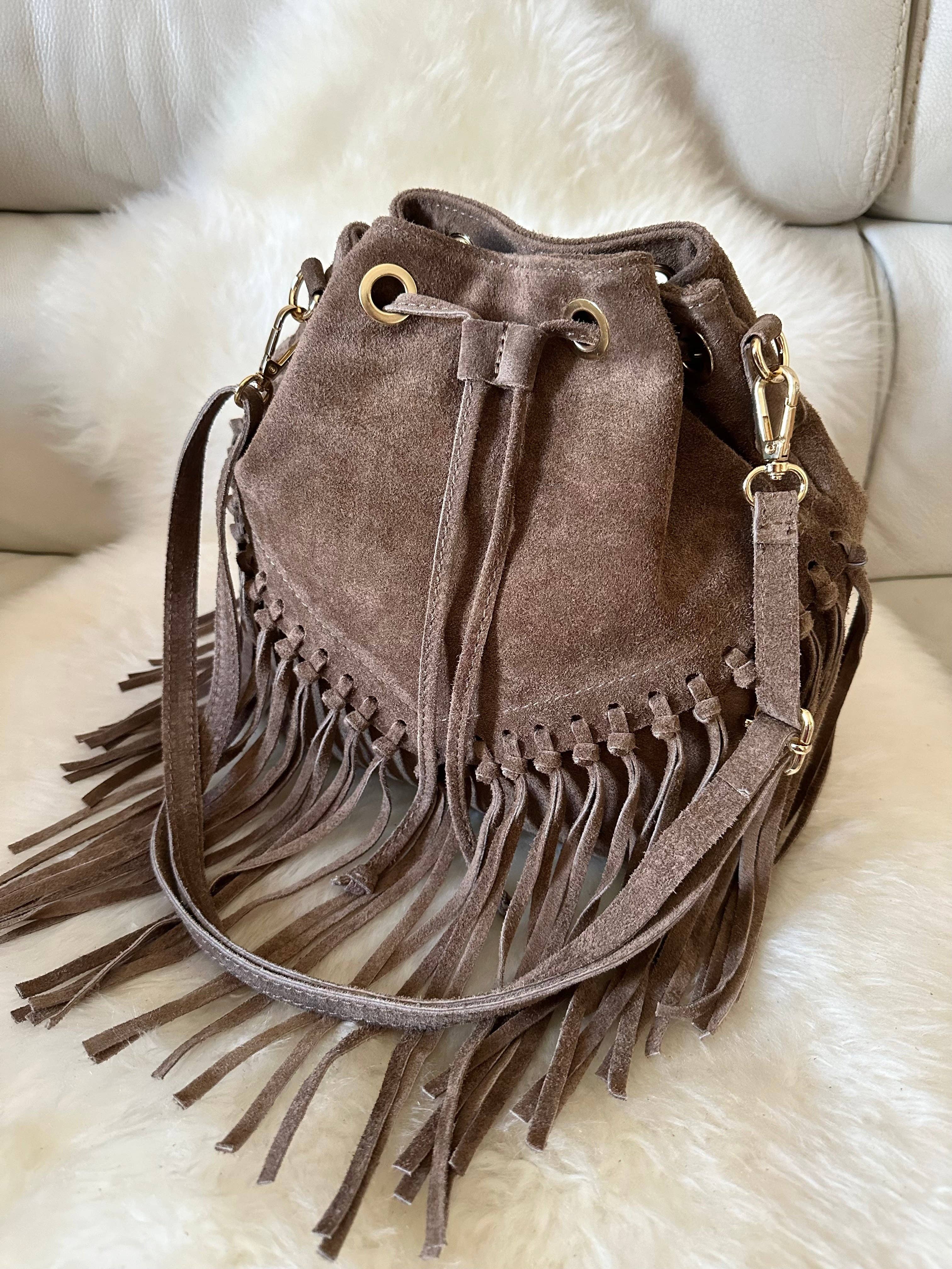 Zhade - Wholesale Shoulder Bag - Women's - SUEDE BUCKET - fringes2