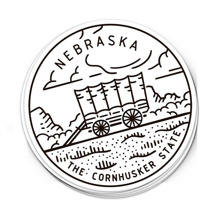 Autocollant Nebraska pour la vente par Albion Mercantile Co.