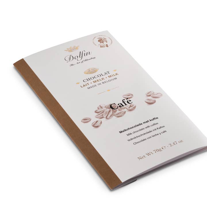 Dolfin - Vendita all'ingrosso Barretta di cioccolato - Tavoletta da 70 g - Cioccolato al latte e caffè1