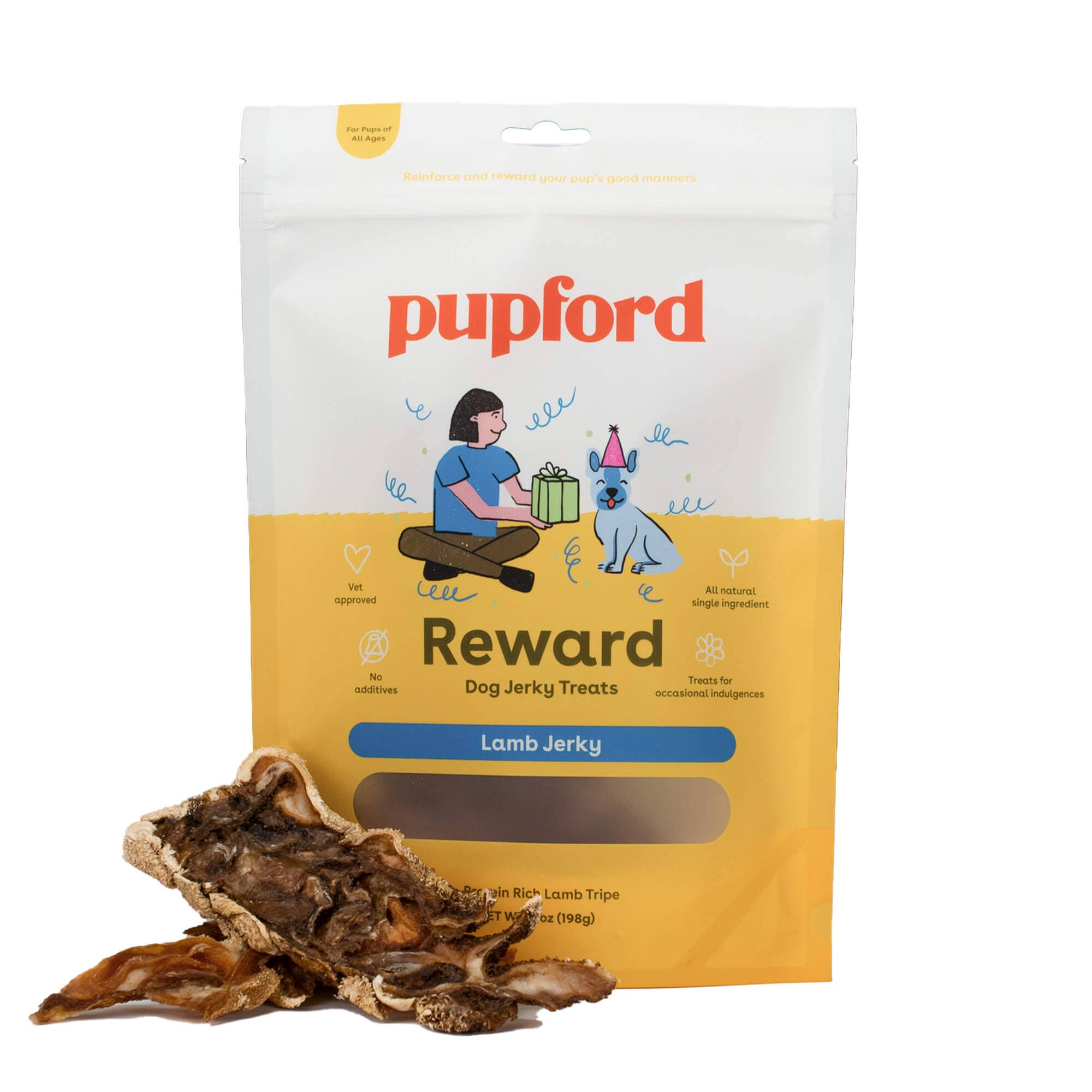 Pupford - Wholesale Pet Treats - Dog - Lamb Jerky Treats 7 oz0