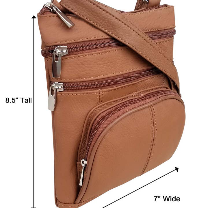 Roma Leathers, Inc. - Wholesale Crossbody Bag - Women's - RM004 cowhide leather crossbody with phone pocket