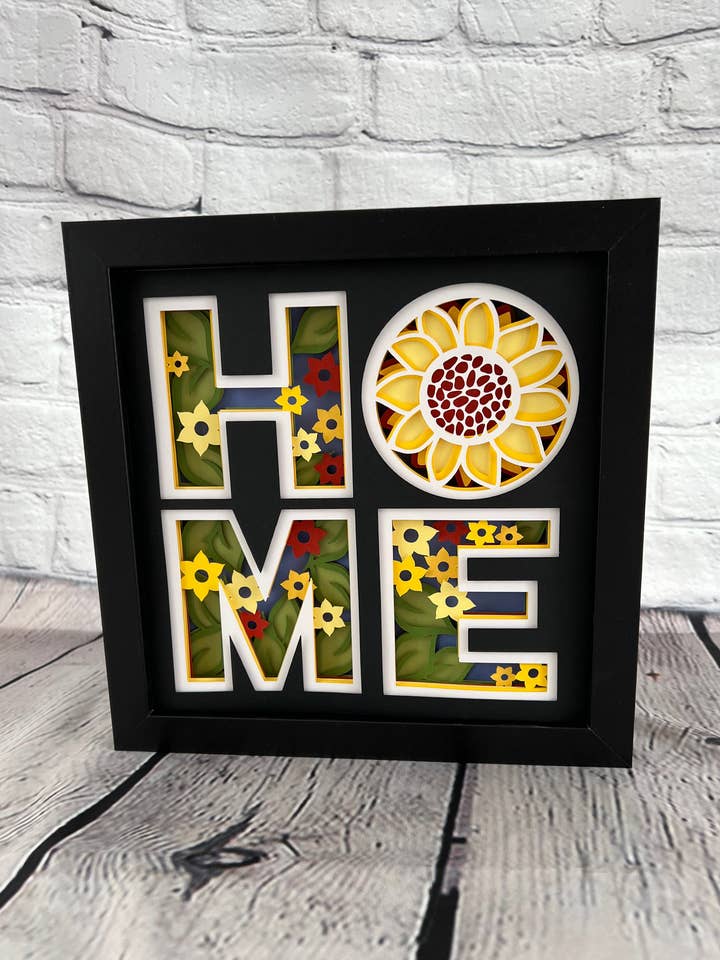 Hem- Solros 3D-papperskonst skuggbox för wholesale av Olivia Reagan Designs