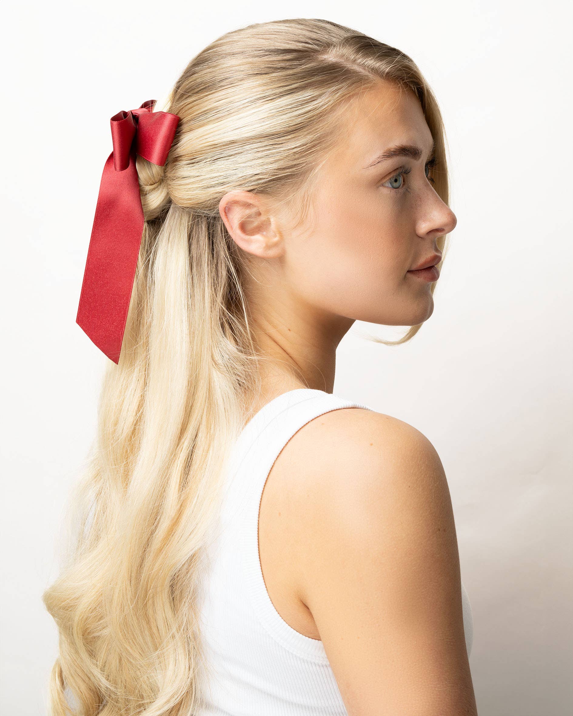 Soinvogue - Wholesale Hair Bow - Women's - Brushworks Satin Hair Bow Duo – Red & Black6