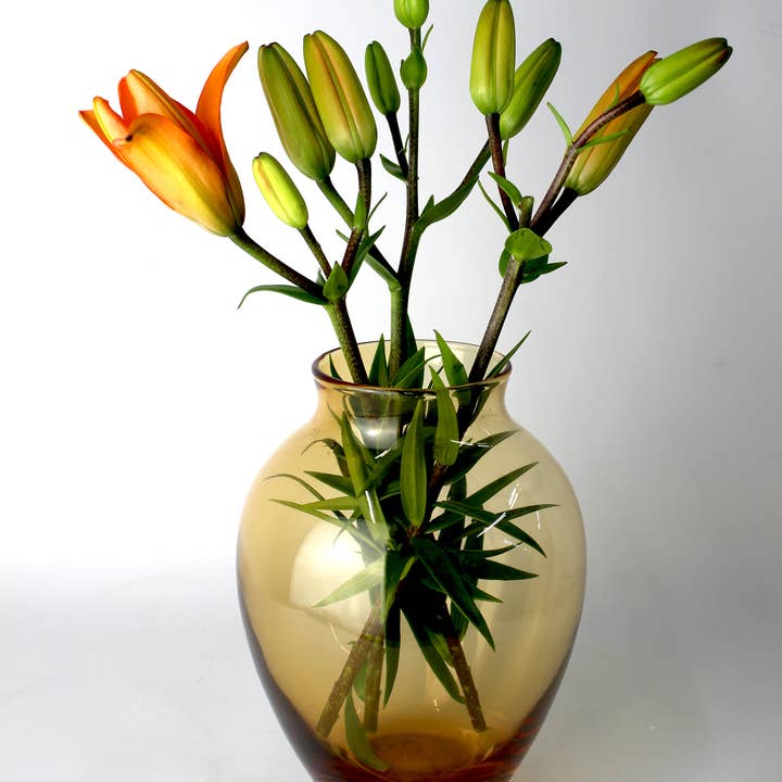 Signature Home Collection GmbH - Wholesale Vase - Vase glass bulbous amber glass vase handmade taupe brown1