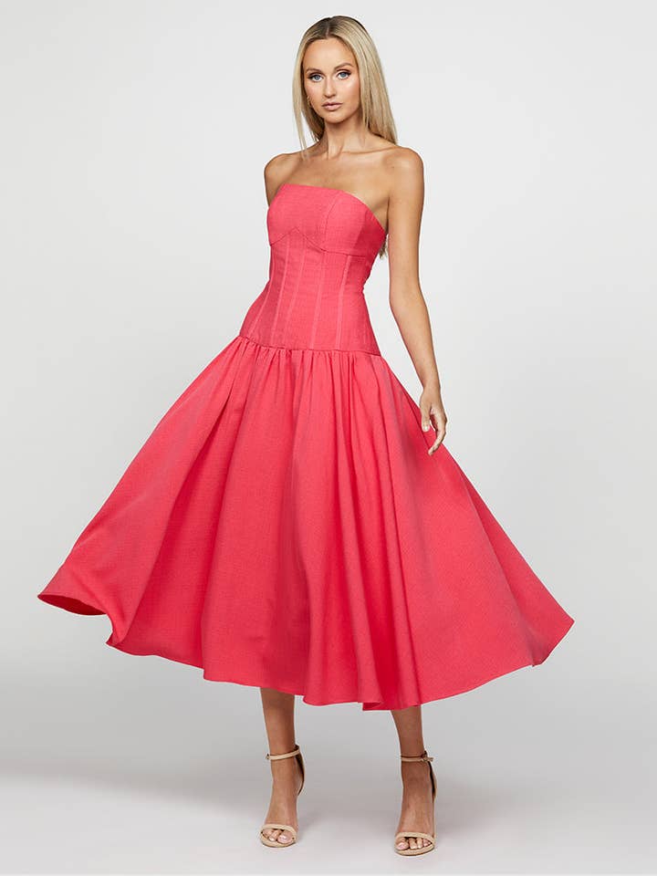 Bariano sKASSIDY Midikleid mit trägerloser A-Linie und breiten Dreiecksträgern für den Großhandel von Bariano