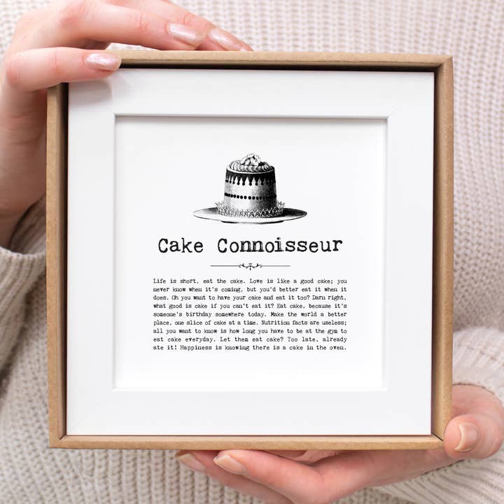 Gift-Boxed Cake Connoisseur Framed Print, Cake Lover Gift for wholesale by Coulson Macleod (U.S. Duties Paid)