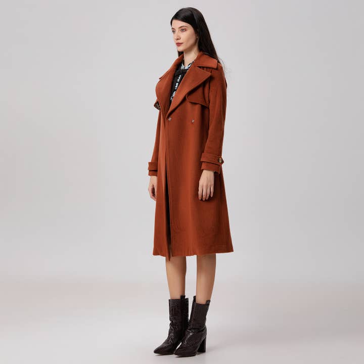 Smart and Joy - Wholesale Trench Coat - Women's - Wool coat with wide shutters5