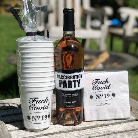Class With Sass Party Decor - Vendita all'ingrosso Etichette regalo - «Partito Vaccibrazione» 2021. Divertenti etichette per bottiglie di vino.3