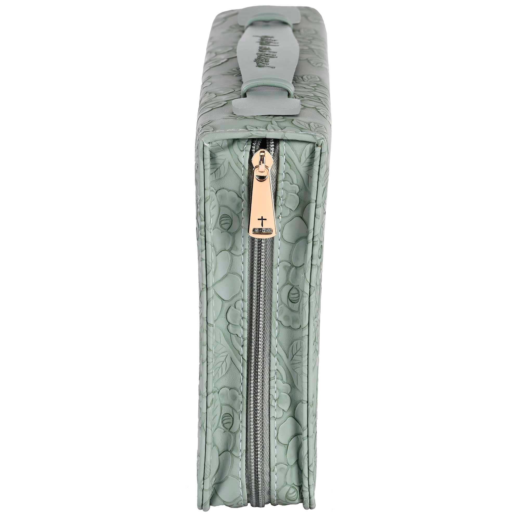 Magnolia - Wholesale Bible Cover - White Dove Bible Case Sculpted Floral Green XLarge4