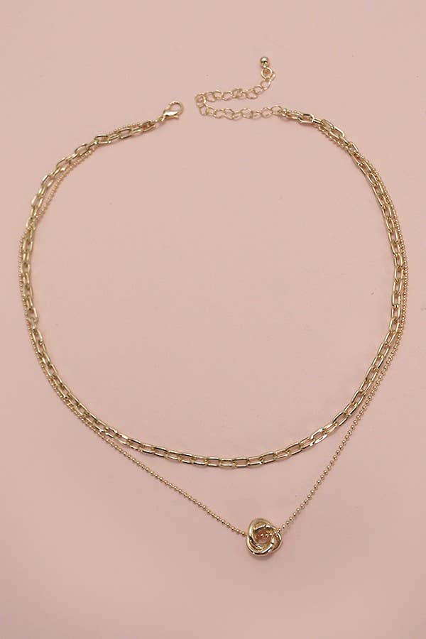 GOLD FLORAL BUD DOUBLE LAYER NECKLACE | 80N570 for wholesale on Faire1