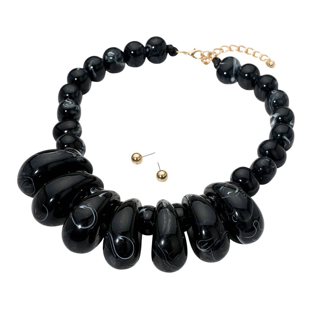 Sensibling Corp. - Vente Collier de perles - Collier à perles en résine marbrée et massive.1