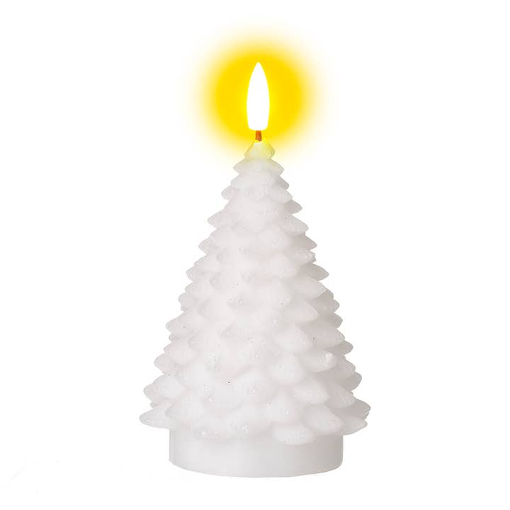 SMALL WHITE TREE WAX BATTERY CANDLE for wholesale by Heaven Sends