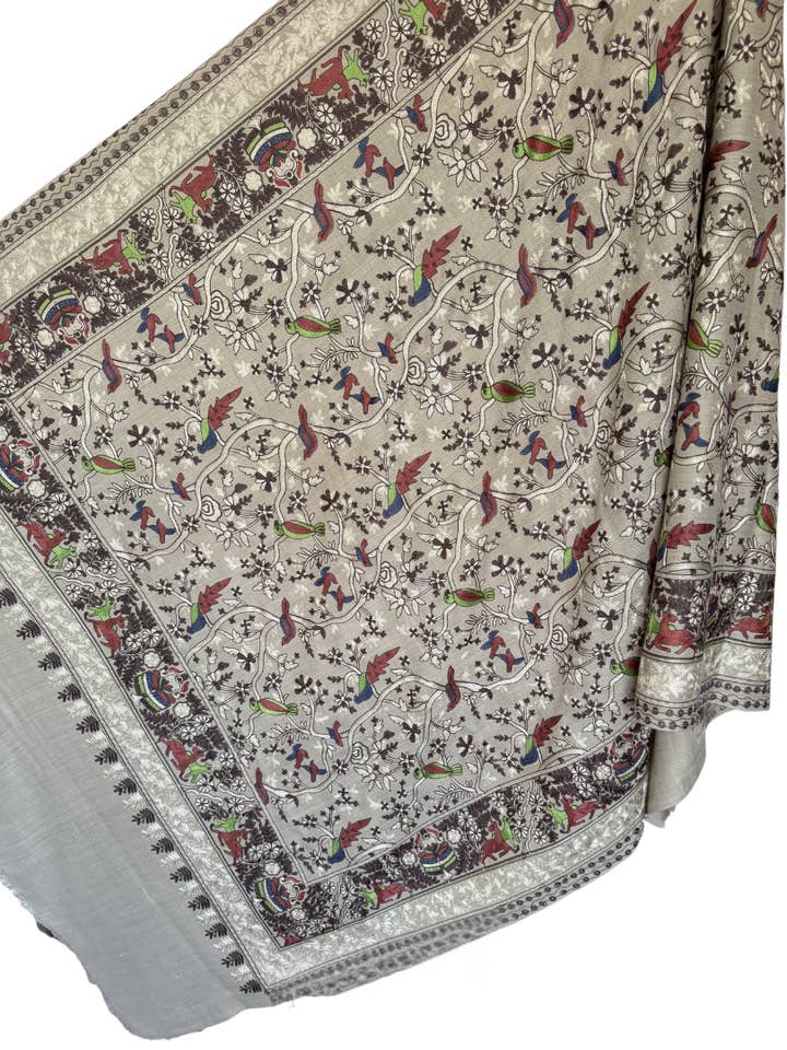 Chinoiserie Embroidered Sonzi Pashmina Shawl for wholesale by Rena Lina