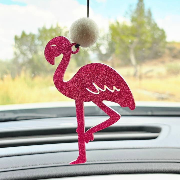 Rosa Flamingo Car Charm Ornament Freshie Backspegel för wholesale av adventure dad gifts