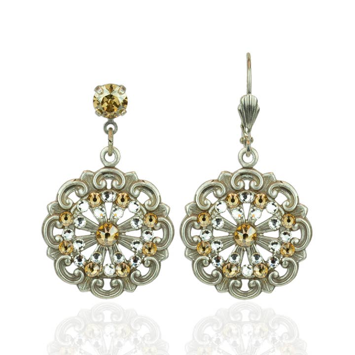 Harper Crystal Golden Shadow Earrings for wholesale by Anne Koplik Designs, Inc.