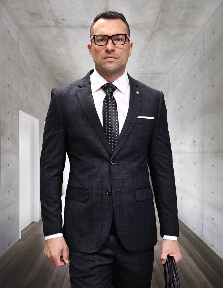 Statement Clothing - Wholesale Suit Set - Men's - Men's Italian Plaid Wool 2PC Suit Set PRT-1010