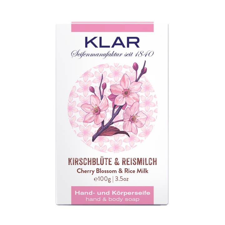 Cherry Blossom & Rijstmelk Zeep, 100 g voor wholesale door Klar Seifen