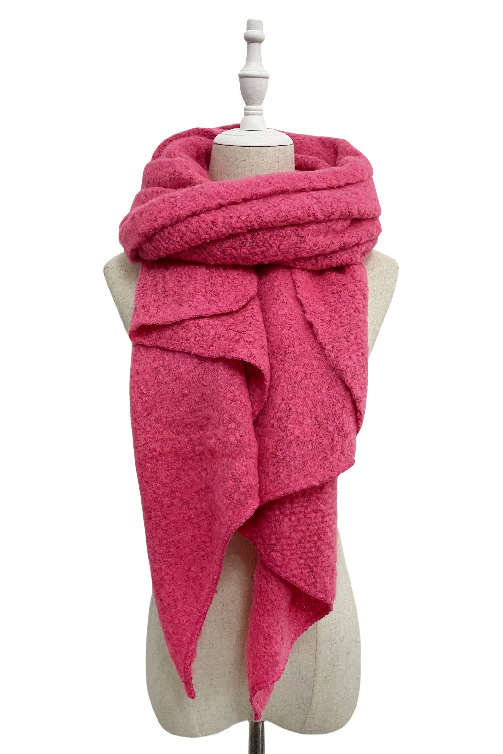 Fashion Scarf World - Wholesale Scarf - Women's - Plain Boucle Diagonal Edge Wool Scarf21