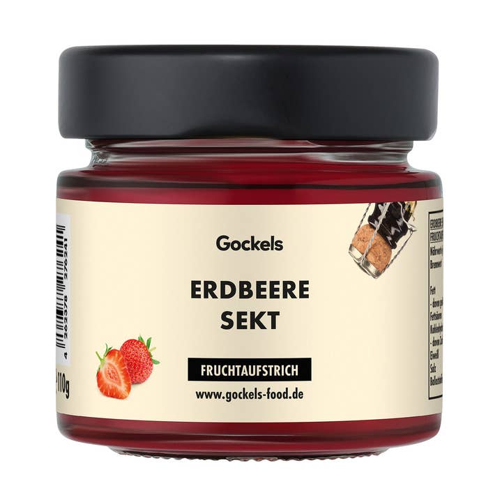 Confiture de luxe fraise & champagne pour la vente par Gockels Genussmanufaktur