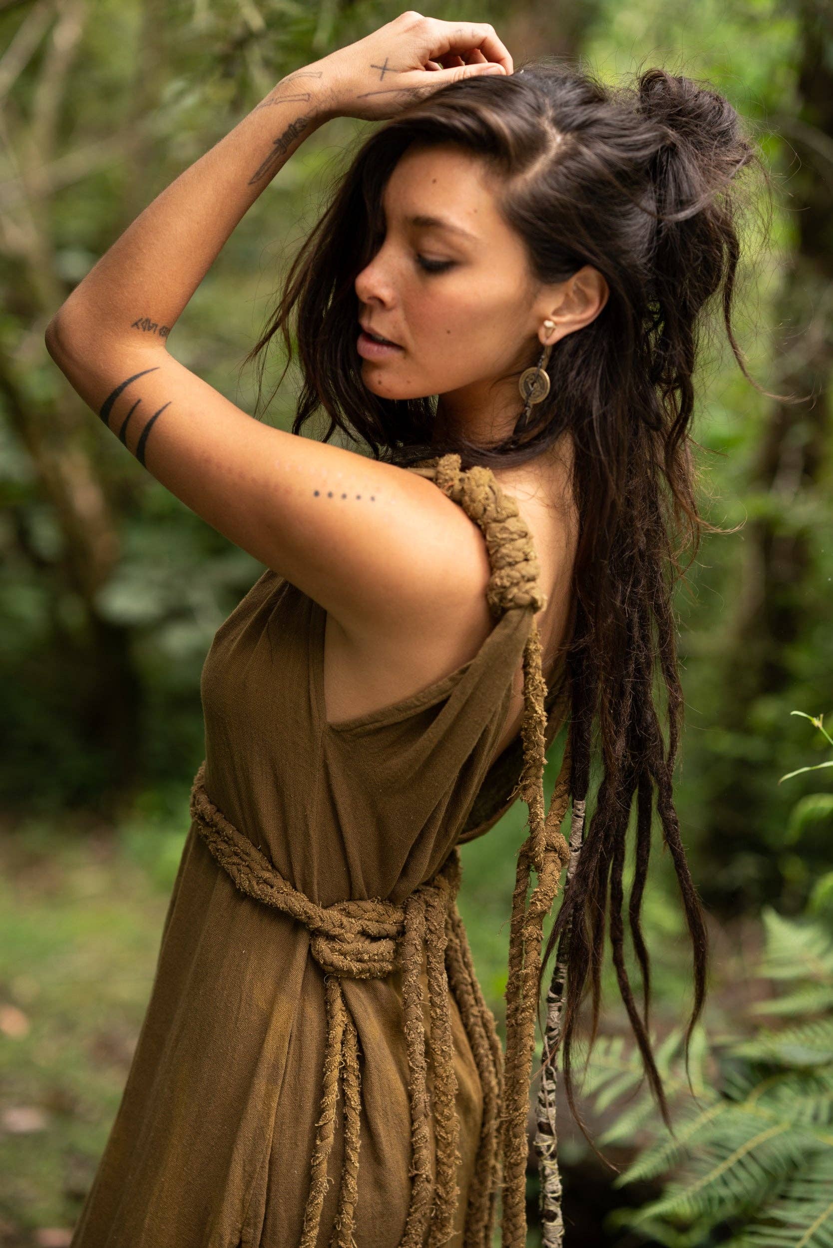 Arya Clothing - Wholesale Dress – Women's - Raw Bohemian Frayed Dress - Khaki