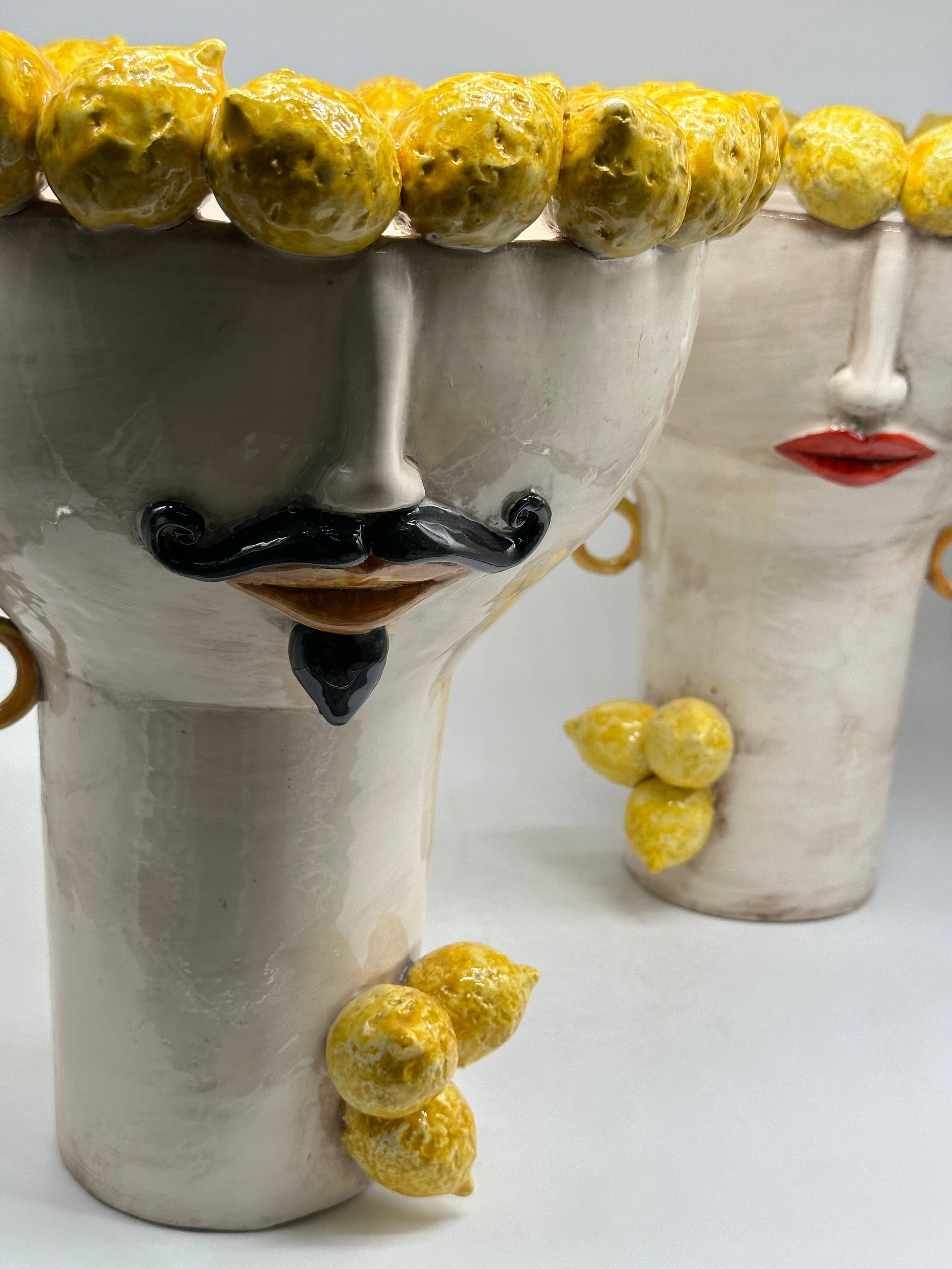 DD Ceramiche Siciliane - Wholesale Vase - Moorish Heads Citrus Ceramic Caltagirone cm H.35 L.28 Handmade8