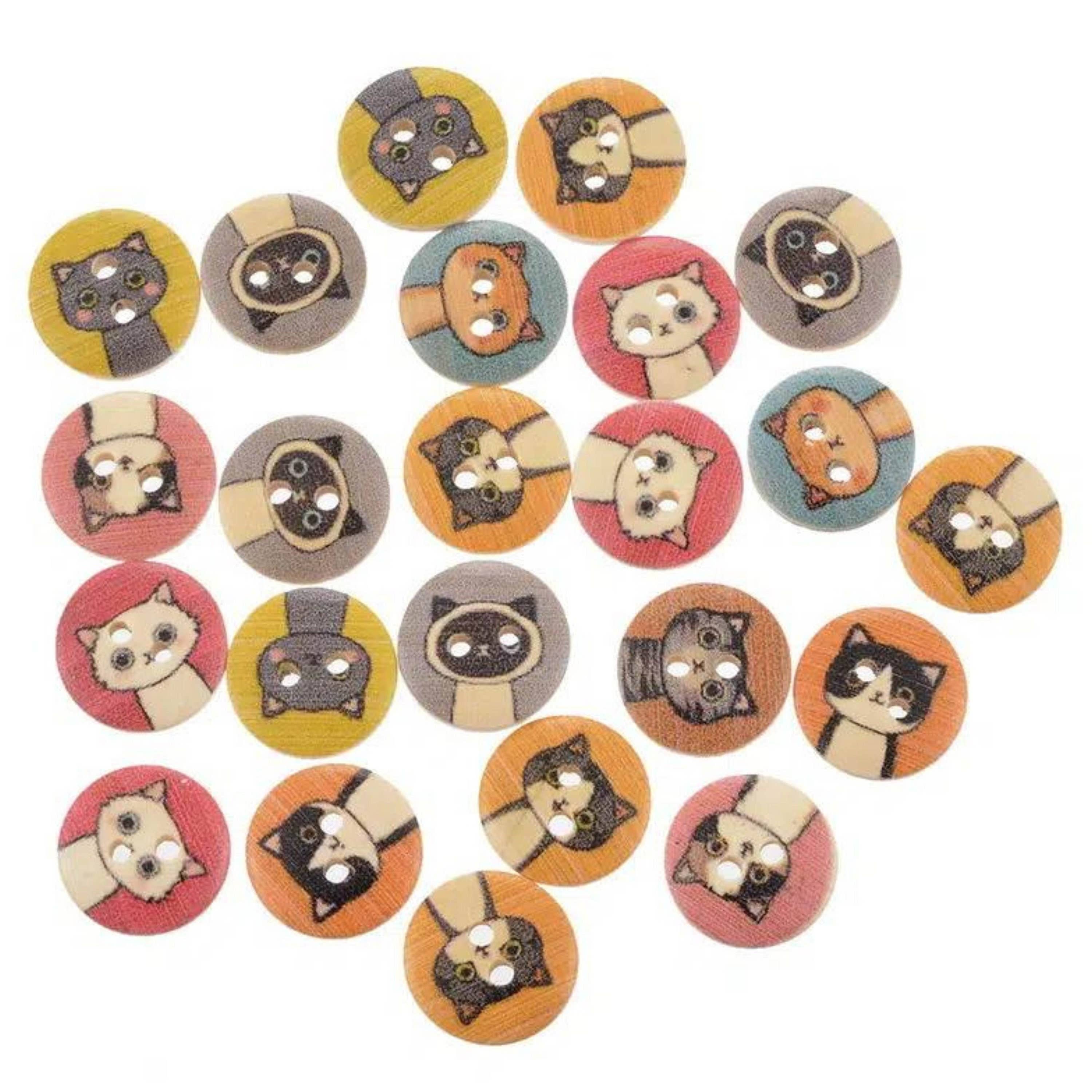 Magnifique Hearts – wholesale Sewing button/snap – Wooden Cat Buttons, Meow Buttons, Sewing Supplies, Kitten Bu3